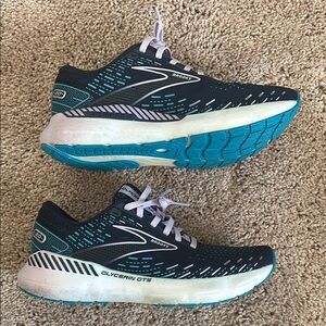 Womens Brooks Glycerin 20 Running Shoes - Black and Teal
